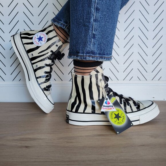 ⭐Converse Chuck 70 Hi 9 Women Shoes Zebra Print Canvas Glow in the Dark A15032C - Picture 6 of 13
